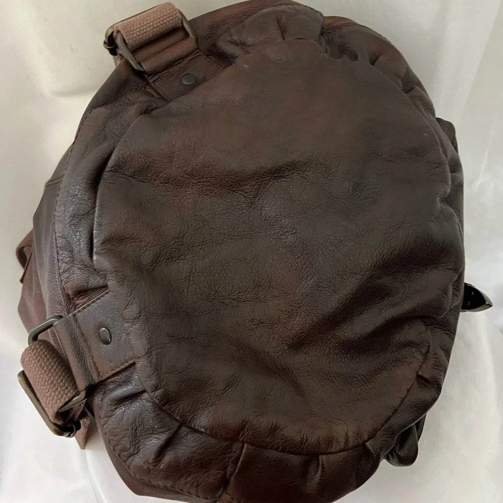 Free People Two-Tone Brown Leather Backpack